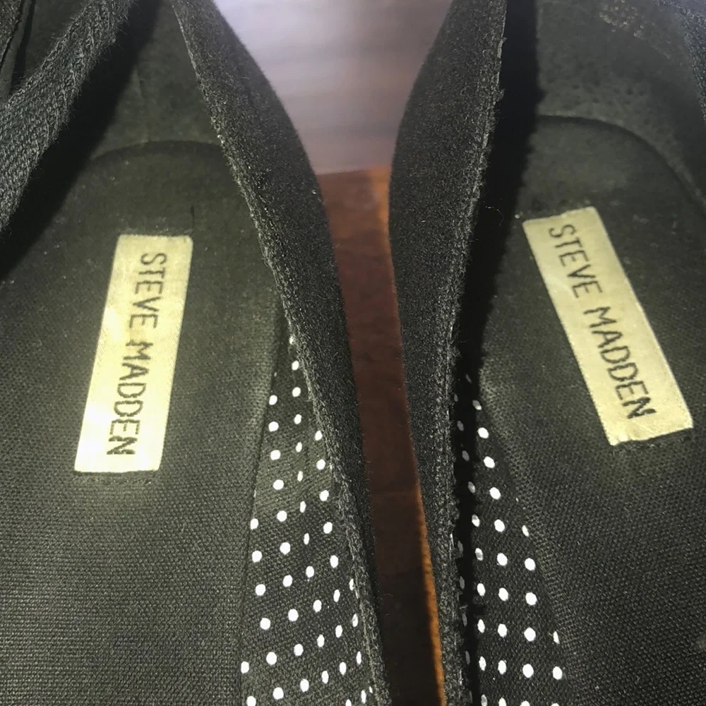 Steve Madden Black Tie Up Espadrille Wedges